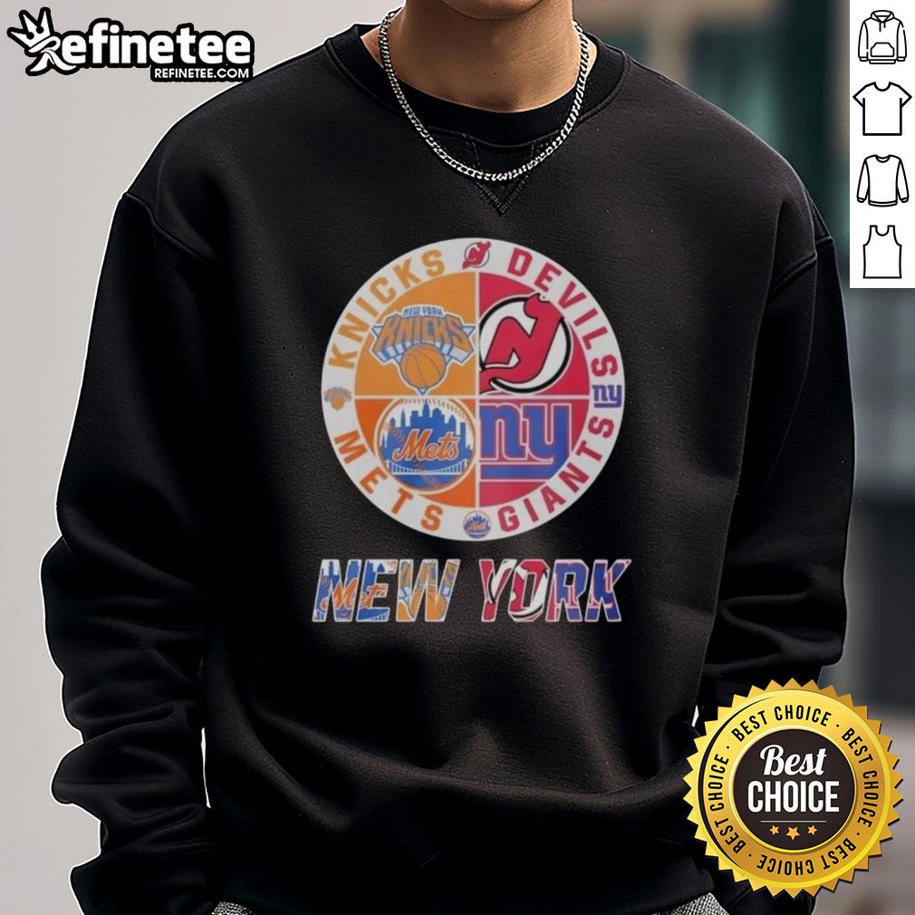 official-new-york-knicks-new-york-mets-new-jersey-devils-new-york-giants-mashup-logo-sweatshirt Official New York Knicks, Mets, Devils, Giants mashup logo sweatshirt showcasing iconic NYC sports teams.