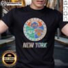 Official New York Mets, Jets, and Knicks mashup logo T-shirt featuring iconic team colors and designs for fans.