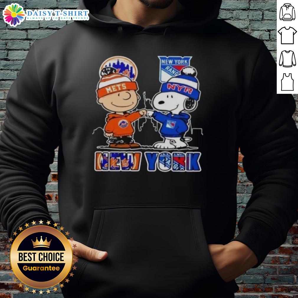 Official New York Mets New York Rangers Snoopy Hoodie Alt Text: Official New York Mets New York Rangers Snoopy Hoodie featuring vibrant team logos and a playful Snoopy design.
