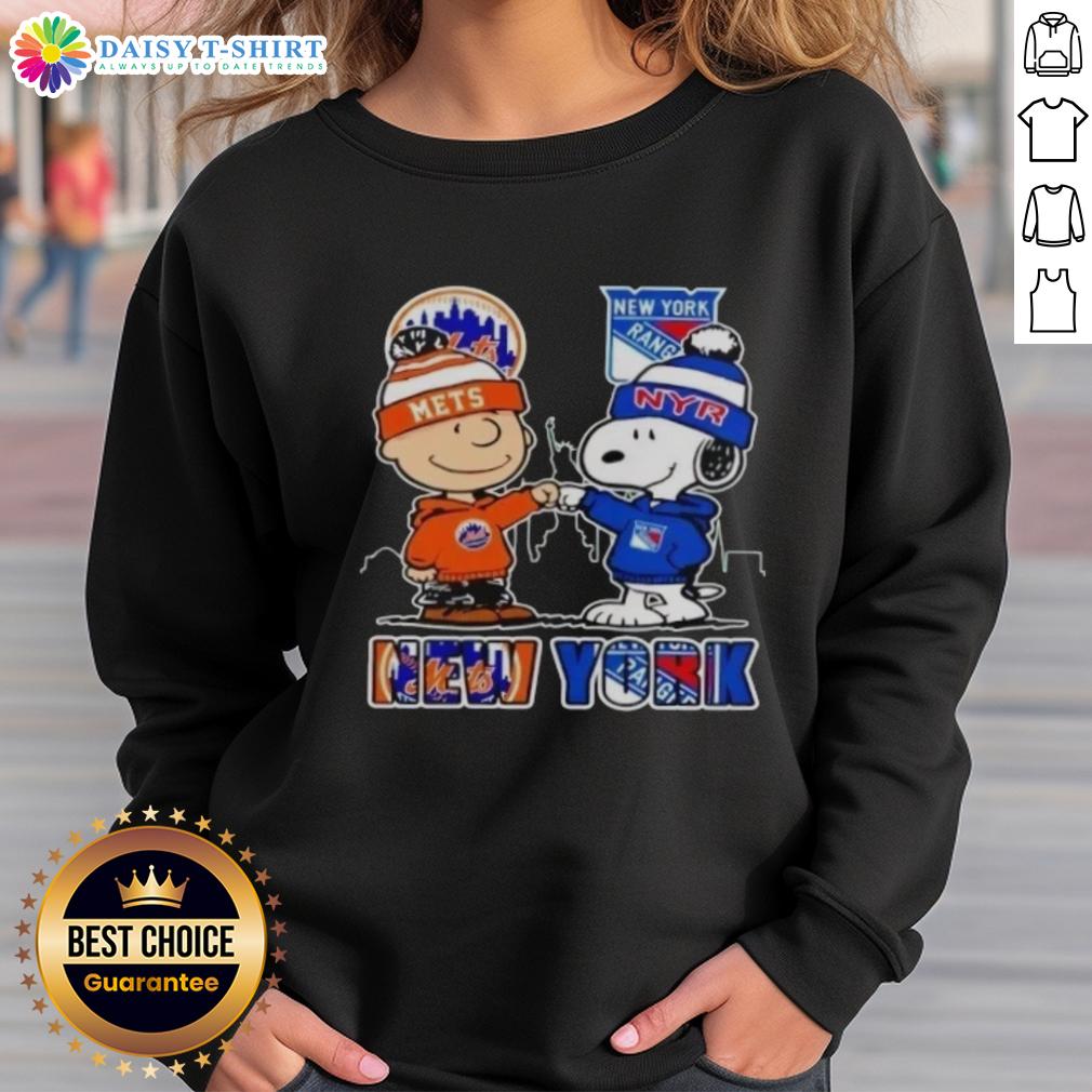 Official New York Mets New York Rangers Snoopy Sweatshirt Official New York Mets and New York Rangers Snoopy sweatshirt featuring vibrant team colors and playful design.