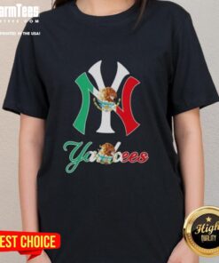 Official New York Yankees baseball tee featuring a Mexican flag design for ladies, perfect for fans and stylish wear.