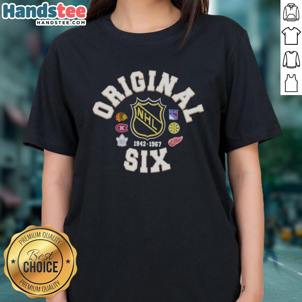 official-nhl-original-six-crest-hockey-ladies-tee Official NHL Original Six Crest Hockey Ladies Tee featuring team logos and stylish design for female fans.