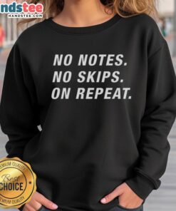 Chicago Bears sweatshirt featuring 'Official No Notes No Skips On Repeat' design, perfect for fans and cozy wear.