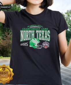 Official North Texas Mean Green 2025 AAC Football Championship Bound Ladies Tee in vibrant green, perfect for fans.