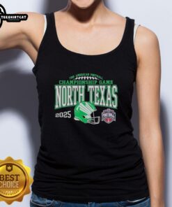 Official North Texas Mean Green 2025 AAC Football Championship Bound tank top featuring team logo and vibrant green design.