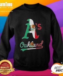 Alt Text: Official Oakland Athletics Baseball sweatshirt featuring a Mexican flag design, perfect for fans and stylish casual wear.