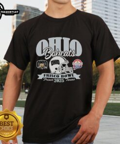 Official Ohio Football 2025 Frisco Bowl T-Shirt featuring team logo and vibrant design for fans and supporters.