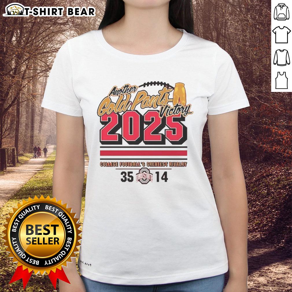 Official Ohio State Buckeyes 2025 Another Gold Pants Ladies Tee Official Ohio State Buckeyes 2025 Another Gold Pants Ladies Tee featuring team colors and logo for passionate fans.