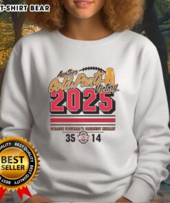 Alt Text: Official Ohio State Buckeyes 2025 Another Gold Pants Sweatshirt featuring team colors and logo for fans.