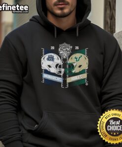 Official Old Dominion vs. South Florida 2025 Cure Bowl Heat to Heat helmet hoodie showcasing team logos and vibrant design.