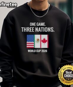 Alt Text: Official One Game Three Nations World Cup 2026 Sweatshirt featuring vibrant design and comfortable fit for fans.