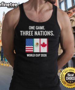 Official One Game Three Nations World Cup 2026 tank top featuring vibrant design and team logos for fans.