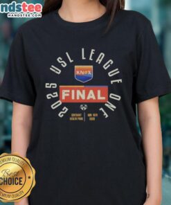 Official One Knoxville SC 2025 USL League One Final ladies tee showcasing team colors and logo on soft fabric.