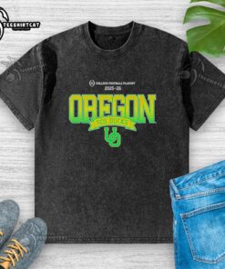 Alt Text: Official Oregon Ducks SCO Ducks 2025-26 College Football Playoff washed t-shirt showcasing team pride and style.