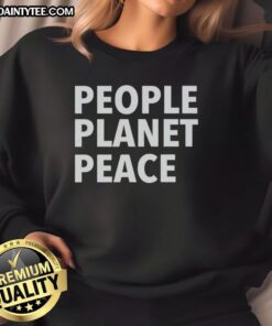 Official People Planet Peace Sweatshirt in vibrant colors, promoting sustainability and unity for a better world.