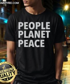 Official People Planet Peace T-Shirt featuring a vibrant design promoting sustainability and harmony.