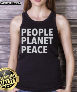 Official People Planet Peace Tank Top featuring a vibrant design promoting unity and sustainability in fashion.