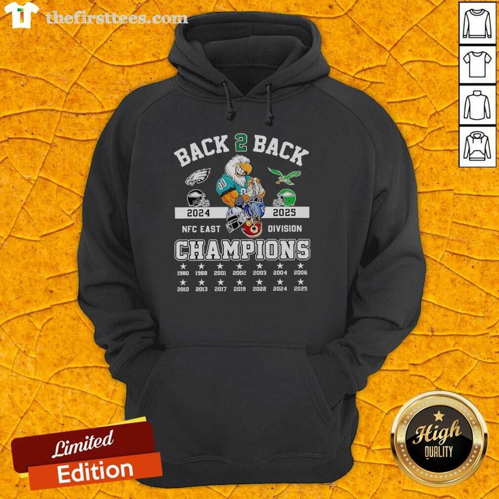 official-philadelphia-eagles-back-to-back-east-division-champions-2025-hoodie Official Philadelphia Eagles Back To Back East Division Champions 2025 Hoodie in green with team logo and championship details.