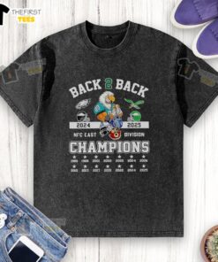 Alt Text: Official Philadelphia Eagles Back To Back East Division Champions 2025 washed t-shirt showcasing team pride.