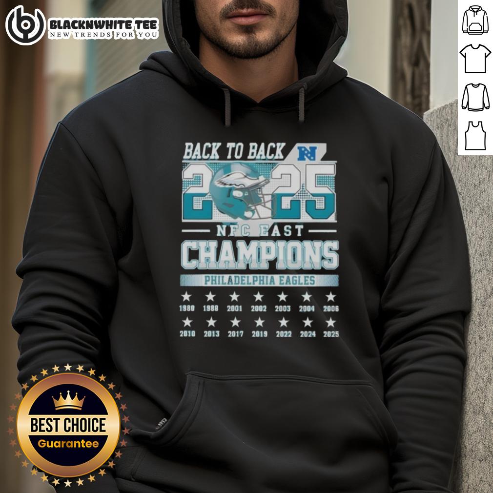Official Philadelphia Eagles Football Nfc East Champions Back To Back 2025 Hoodie Alt Text: Official Philadelphia Eagles Football NFC East Champions back-to-back 2025 hoodie showcasing team pride and style.