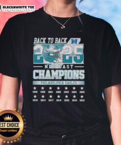 Alt Text: Official Philadelphia Eagles NFC East Champions 2025 ladies tee, celebrating back-to-back victories in style.