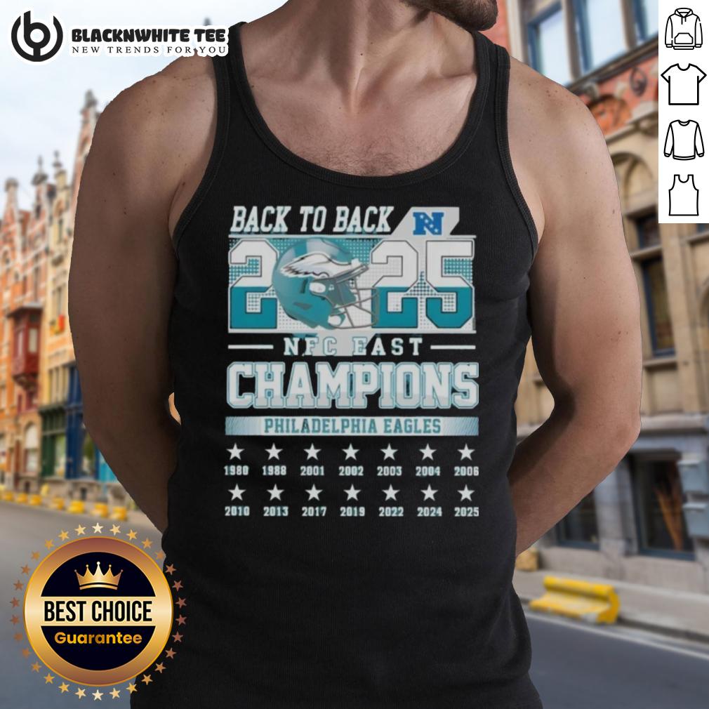 Official Philadelphia Eagles Football Nfc East Champions Back To Back 2025 Tank Top Official Philadelphia Eagles Football NFC East Champions Back-to-Back 2025 tank top showcasing team pride and style.