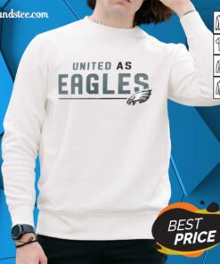 Official Philadelphia Eagles 'United As Eagles' sweatshirt featuring team colors and logo, perfect for fans.