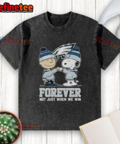 Official Philadelphia Eagles x Charlie Brown vs Snoopy Forever t-shirt in vibrant colors, perfect for fans.