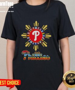 Official Philadelphia Phillies X Hispanic Ladies Tee featuring vibrant team colors and stylish design for fans.