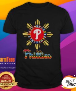 Official Philadelphia Phillies X Hispanic T-Shirt featuring vibrant team colors and cultural design elements.