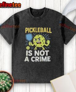 Official Pickleball Is Not A Crime washed t-shirt in vibrant colors, perfect for pickleball enthusiasts and casual wear.