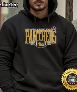 Official Pitt Panthers 2025 Go Bowling Military Bowl Logo Hoodie featuring team colors and emblem.