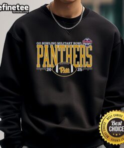 Alt Text: Official Pitt Panthers 2025 Go Bowling Military Bowl logo sweatshirt featuring team colors and design.