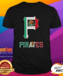 Official Pittsburgh Pirates Baseball X Mexican Flag T-Shirt featuring vibrant colors and team logo, perfect for fans.