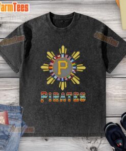 Official Pittsburgh Pirates X Hispanic washed t-shirt featuring a stylish design and vibrant colors for fans.