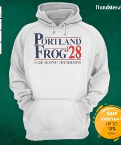 Official Portland Frog 2028 Rage Against The Machine Hoodie featuring vibrant graphics and bold design for fans.