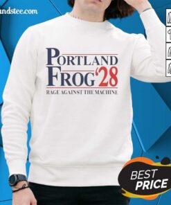 Official Portland Frog 2028 Rage Against The Machine sweatshirt featuring vibrant graphics and a stylish design.