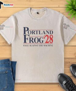 Official Portland Frog 2028 Rage Against The Machine washed t-shirt featuring vibrant graphics and a relaxed fit.