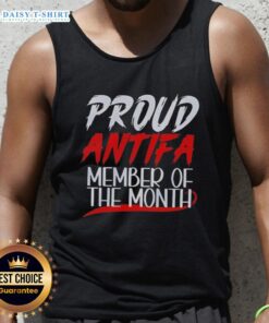 Official Proud Antifa Member of the Month Tank Top featuring bold graphics and vibrant colors, perfect for activism.
