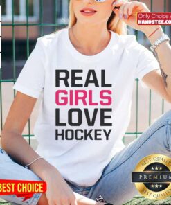 Official Real Girls Love Hockey Ladies Tee featuring a stylish design for female hockey fans, perfect for game day.