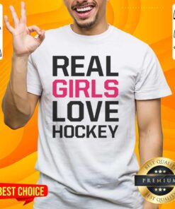 Official Real Girls Love Hockey T-Shirt featuring a stylish design for female hockey fans, perfect for showing team spirit.