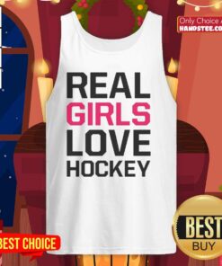 Official Real Girls Love Hockey Tank Top featuring a stylish design for female hockey fans and enthusiasts.