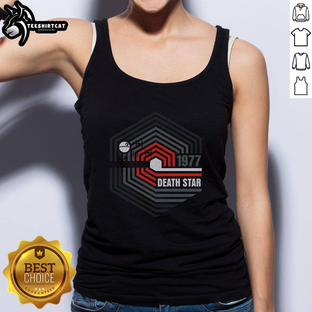 official-retro-1977-death-star-tank-top Official Retro 1977 Death Star Tank Top featuring iconic Star Wars design, perfect for fans and casual wear.