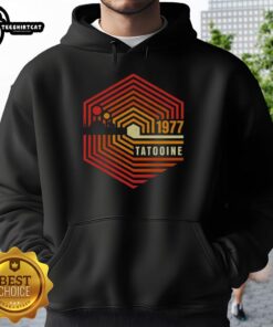 Official Retro 1977 Tatooine Hoodie featuring classic design and vintage style inspired by Star Wars.