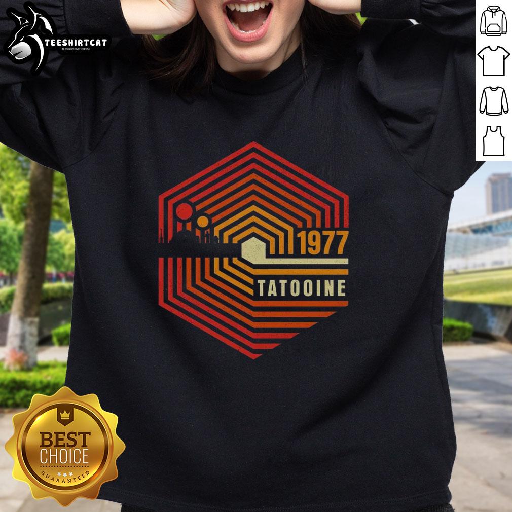 official-retro-1977-tatooine-sweatshirt Official Retro 1977 Tatooine Sweatshirt featuring iconic design, perfect for Star Wars fans and vintage style lovers.