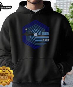 Official Retro 1980 Hoth Hoodie featuring vintage design and cozy fabric, perfect for fans of classic sci-fi fashion.