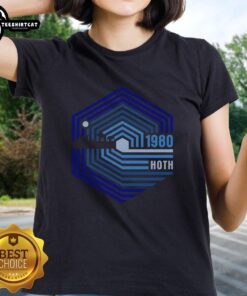 Official Retro 1980 Hoth Ladies Tee featuring a vintage design inspired by the iconic Star Wars ice planet Hoth.