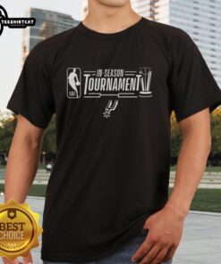 Official San Antonio Spurs NBA In-Season Tournament logo t-shirt featuring team colors and emblem for fans and collectors.