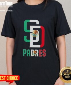 Official San Diego Padres baseball tee featuring the Mexican flag design for ladies, perfect for game day style.