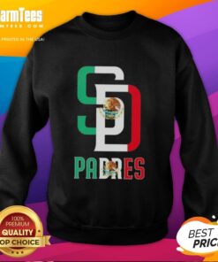 Official San Diego Padres baseball sweatshirt featuring the Mexican flag design, perfect for fans and collectors.
